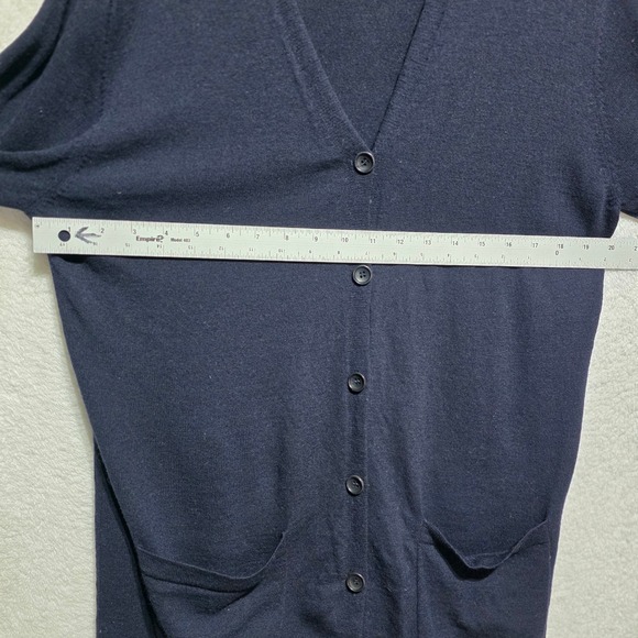 Emanuel Ungaro Navy Blue Button Front Cardigan Sweater Women's Large 100% Wool - Picture 8 of 11